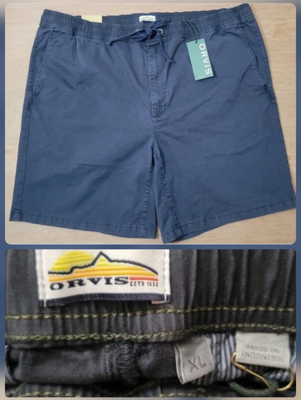 New ORVIS Angler Chino Gray Shorts Size XL Men's 8" Inseam